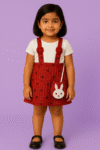 Sunny Bloom Suspender Frock Set with Bunny Bag
