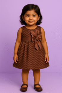 Chocolate Charm Baby Frock Brown Chevron