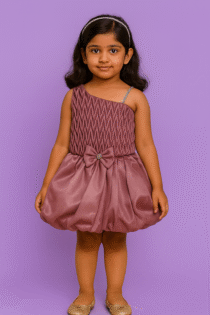 Elegant Mauve One Shoulder Party Dress for Girls