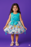 Riddhima Fashion Girls Floral Party Wear Frock – Aqua Blue