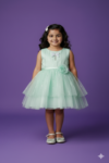 Mint Green Fairy Net Party Wear Frock for Girls