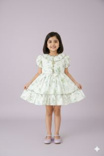 Elegant Floral Garden Premium Chiffon Frock for Girls