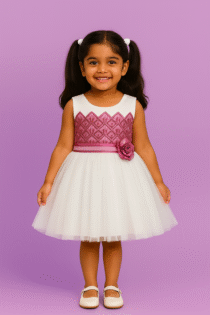 Elegant Rose Diamond Party Frock for Girls