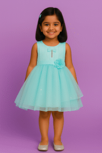 Delicate Peach Sequined Tulle Party Frock for Girls